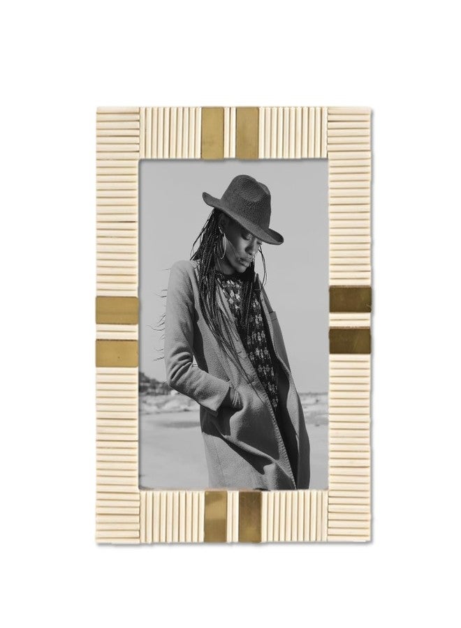 Cruiser’s Cache Cruiser’s Caché | Bone & Brass Picture or Photo Frame | 5x7 Off-White - Image 1
